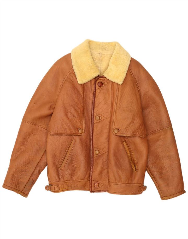 veste en peau de mouton vintage pour homme IT 54 2XL Cuir marron