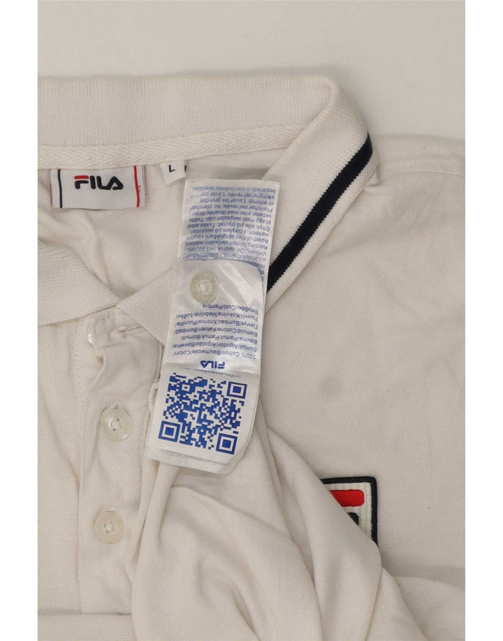 Fila Polo Homme Large Blanc Rayé Coton