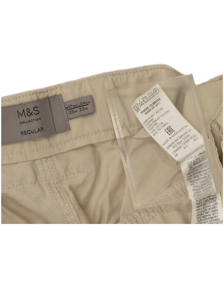 Marks & Spencer Pantalon cargo régulier pour homme W38 L33 Coton beige