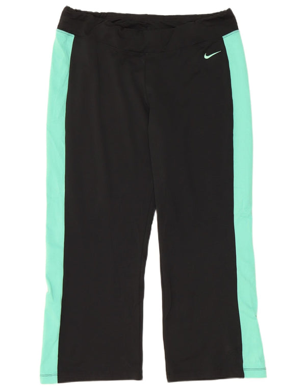 NIKE Pantalon de survêtement Capri pour femme US 12/14 Large Noir Colourblock