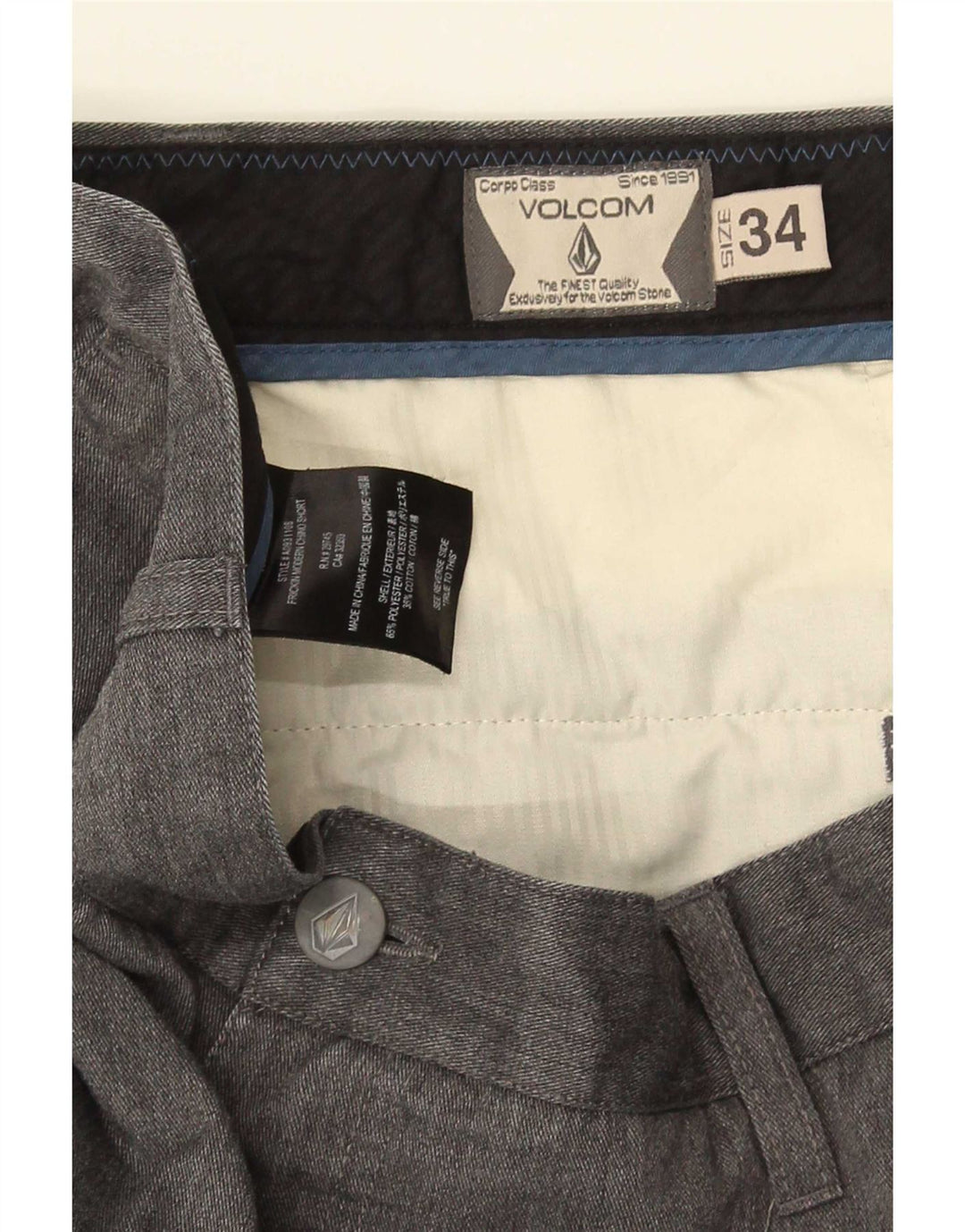 Volcom Short Chino Homme W34 Large Gris Moucheté Coton