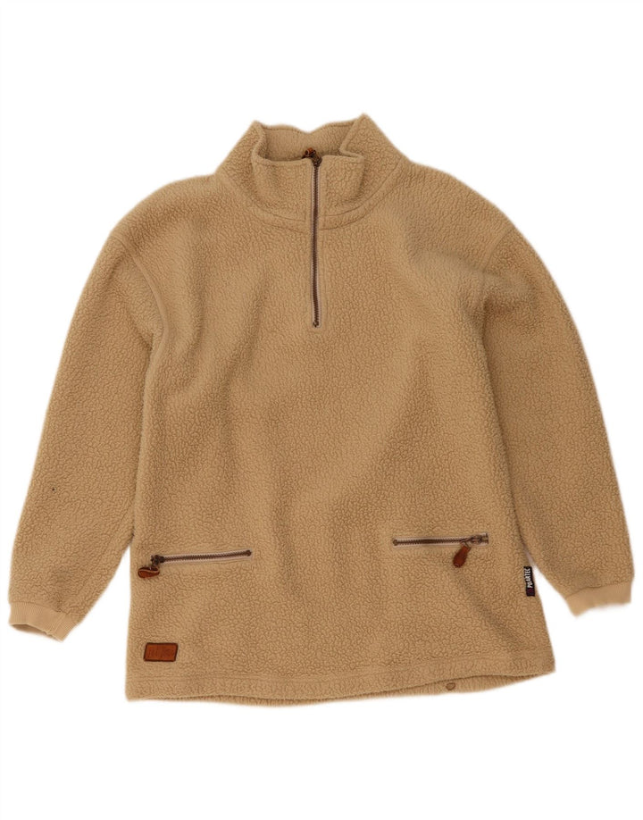 Fat Face Pull polaire Polartec à col zippé pour homme, petit, beige, polyester