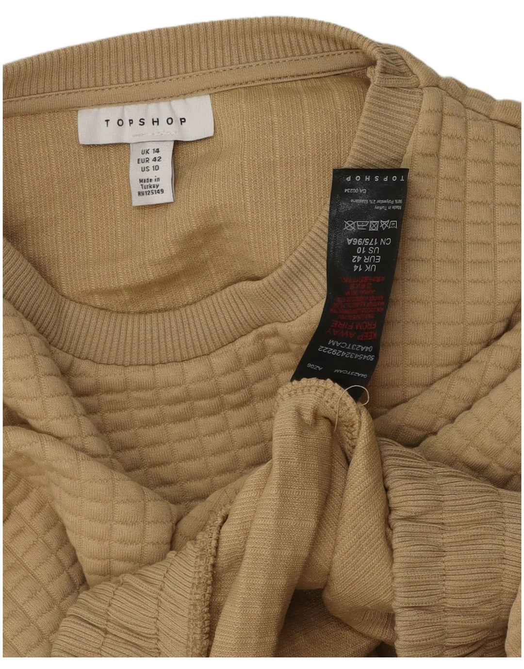 Topshop Sweat-shirt court pour femme UK 44 Large Beige Polyester