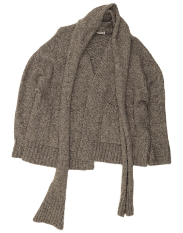 Zara Cardigan surdimensionné à nouer sur le devant pour femme UK 16 Grand nylon gris