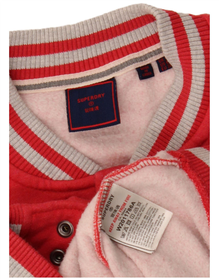 Superdry Veste Varsity Femme UK 10 Petit Coton Colorblock Rouge