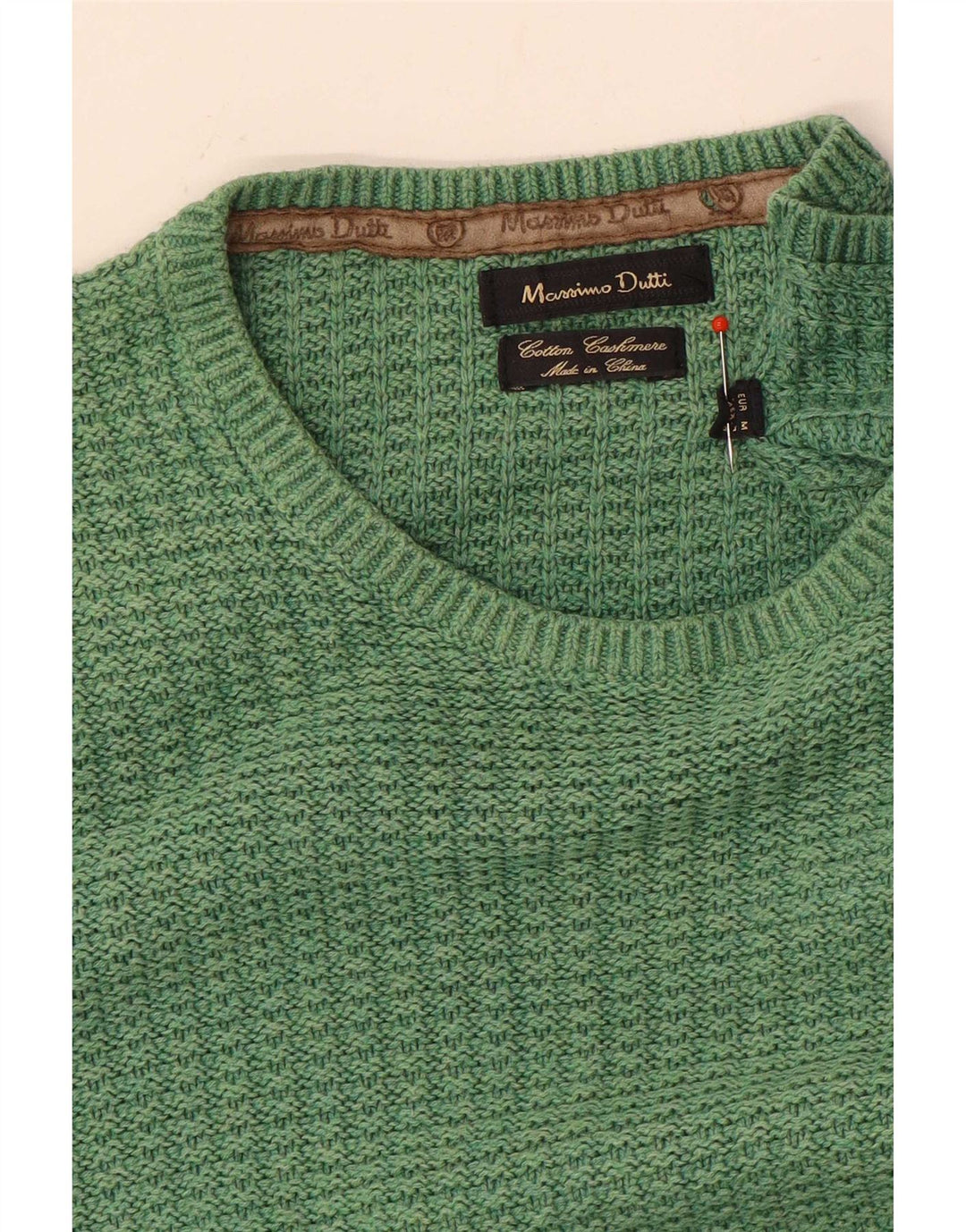Massimo Dutti Pull Col Rond Homme Vert Moyen Coton