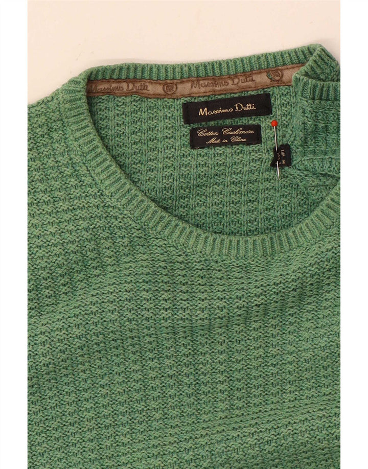 Massimo Dutti Pull Col Rond Homme Vert Moyen Coton