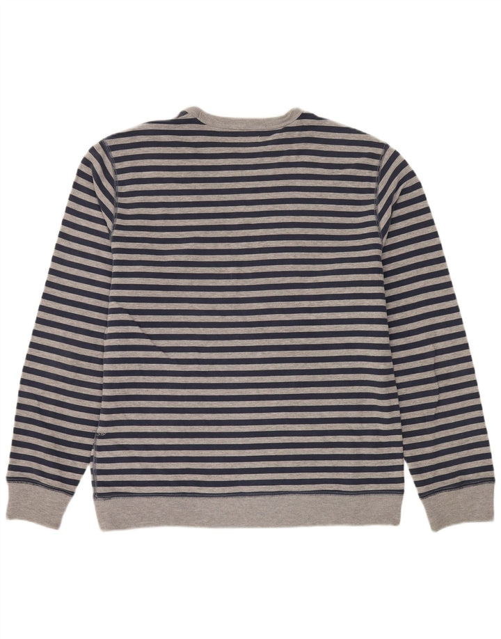Lee Womens Regular Fit Sweatshirt Jumper UK 16 Grand Gris Rayé Coton