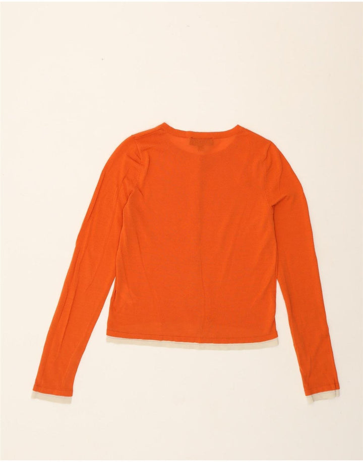 Zara Womens Crop Cardigan Sweater UK 10 Petit Coton Colorblock Orange