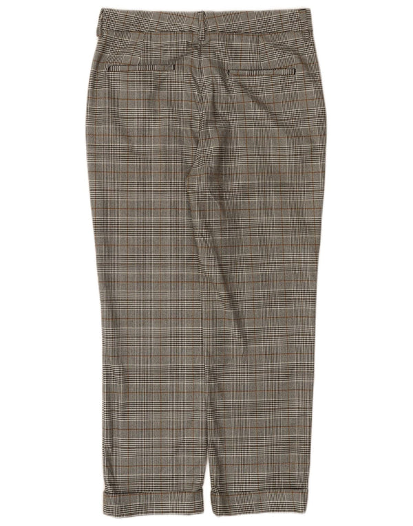 Zara Pantalon de costume droit taille haute pour femme EU 36 XS W26 L25 Gris à carreaux