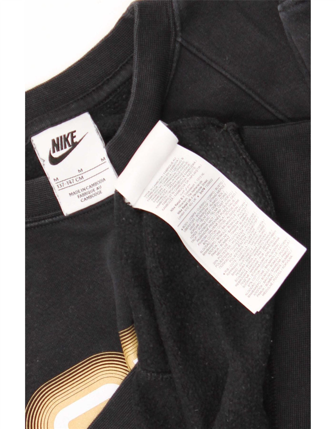 Nike Sweat-Shirt Graphique Garçon 10-11 Ans Coton Noir Moyen