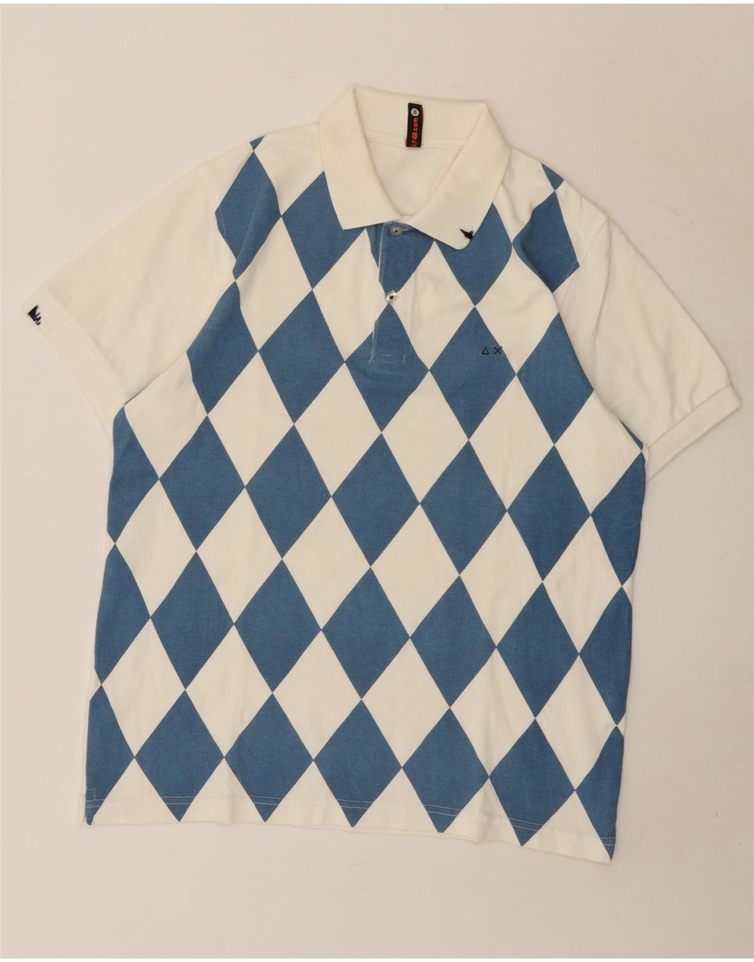 Sun68 Polo Homme Blanc Moyen Argyle/Diamant Coton