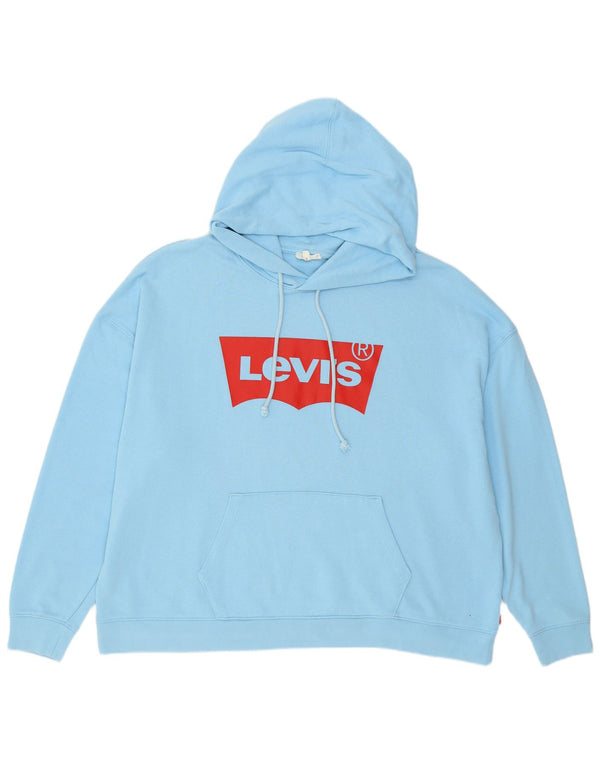 Levi's Pull à capuche surdimensionné graphique pour femme UK 20 2XL Bleu Coton