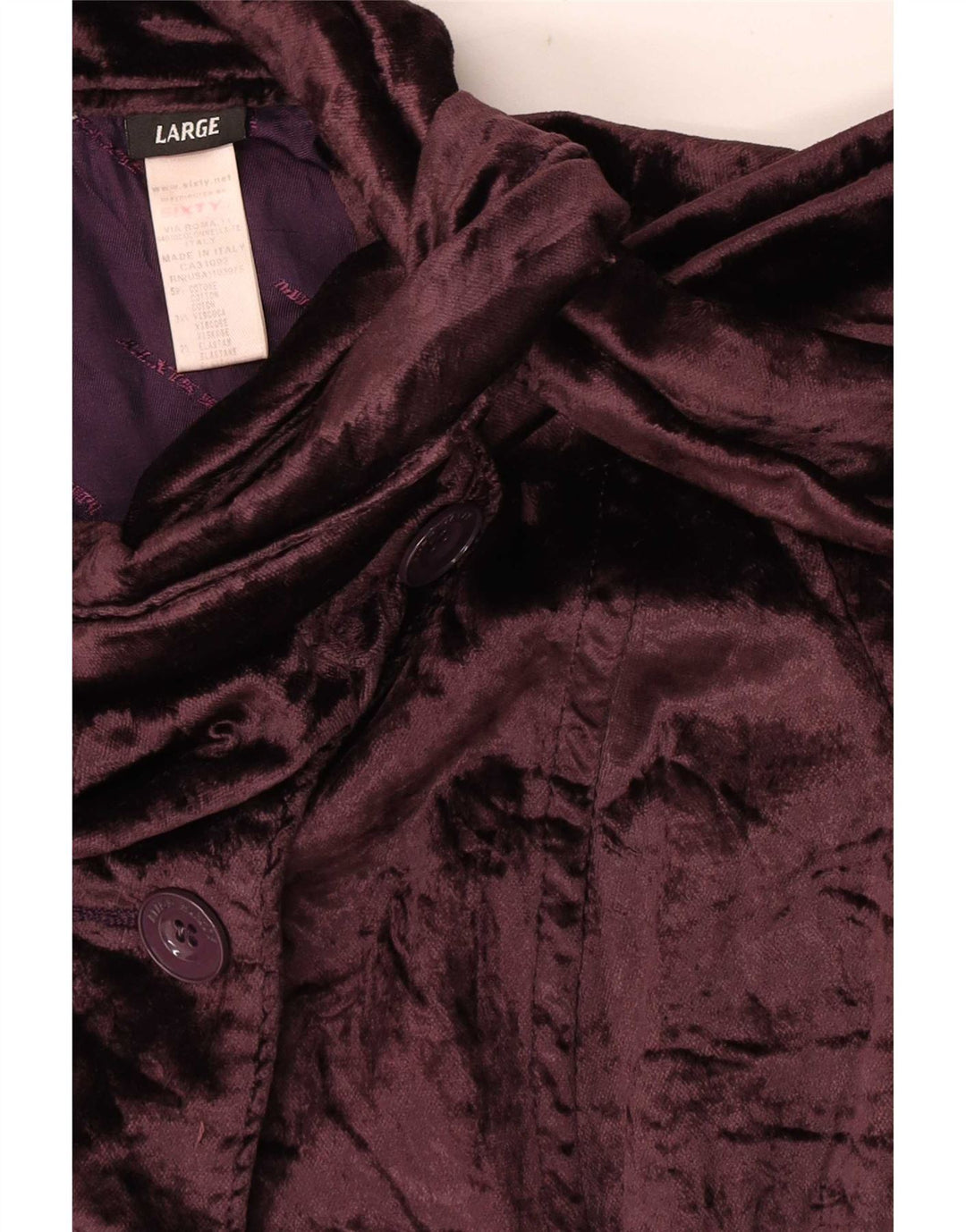 Sixty Womens Crop Velvet Bomber Jacket UK 14 Grand Coton Marron
