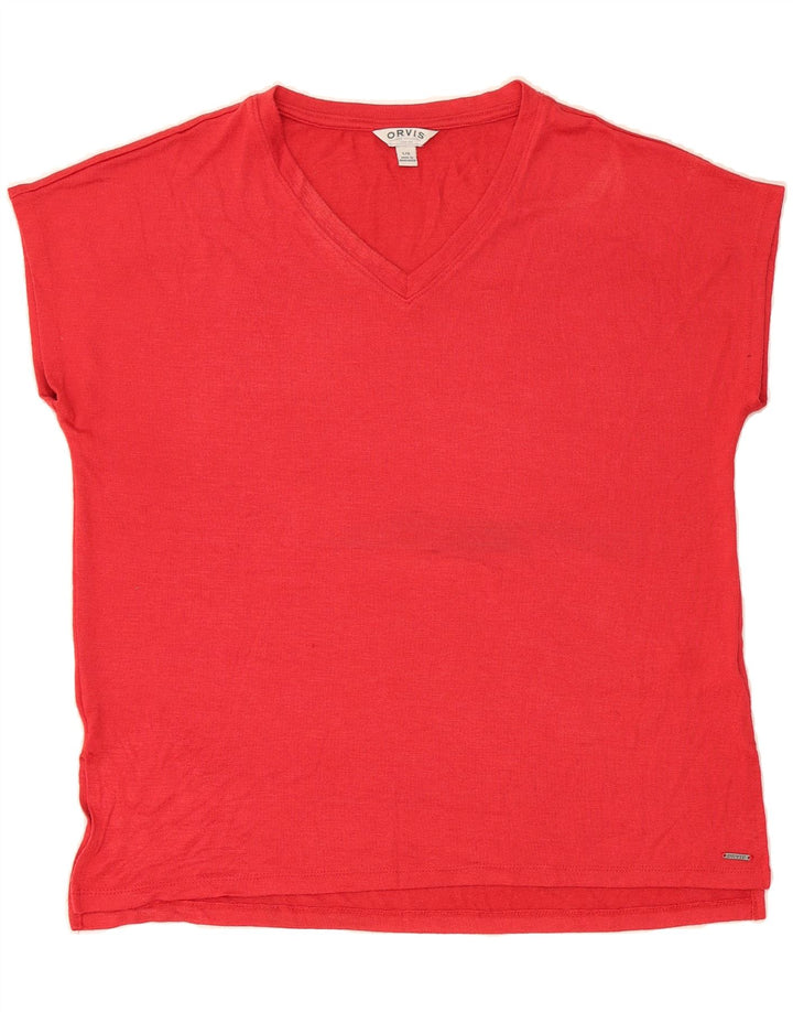 ORVIS Womens T-Shirt Top UK 16 Large Red Polyester Vintage Orvis and Second-Hand Orvis from Messina Hembry 