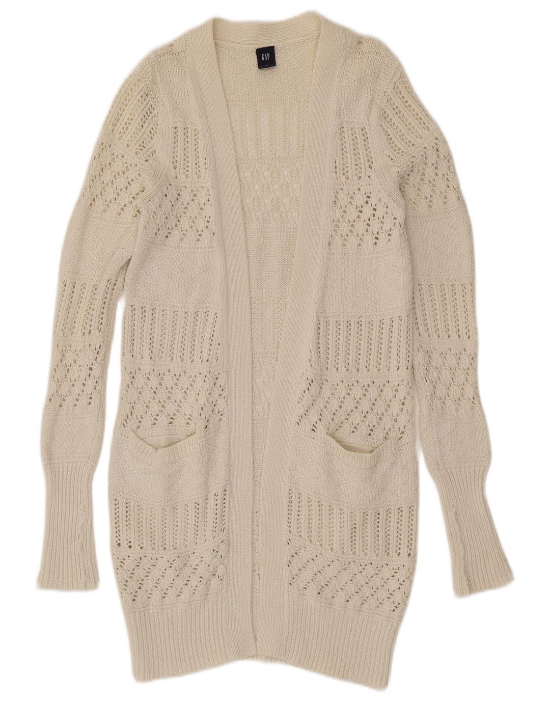 Gap Cardigan ouvert long pour femme UK 12 en coton blanc moyen