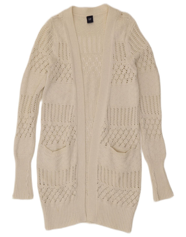 Gap Cardigan ouvert long pour femme UK 12 en coton blanc moyen