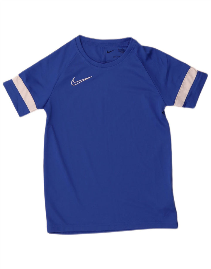 Nike Garçon Dri Fit T-Shirt Top 10-11 ans Bleu Moyen Colorblock Polyester