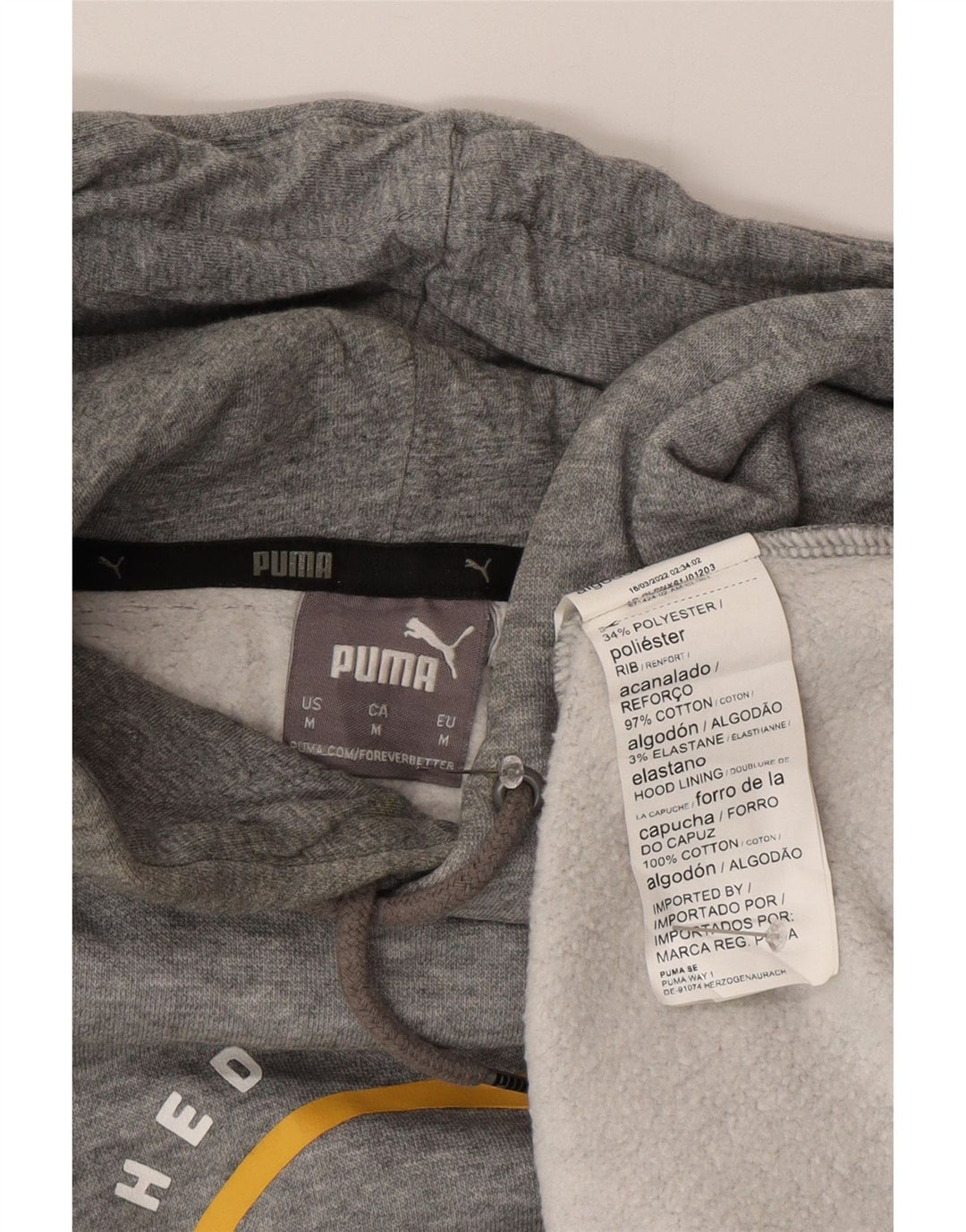 PUMA Pull à Capuche Graphique Homme Gris Moyen Coton