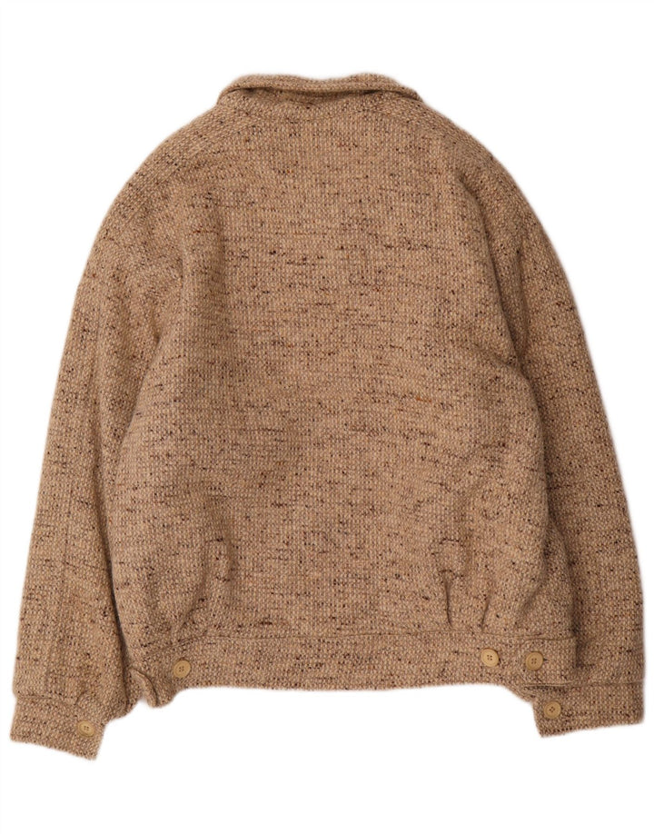 VINTAGE Veste Bomber Homme UK 38 Laine Mouchetée Beige Moyen