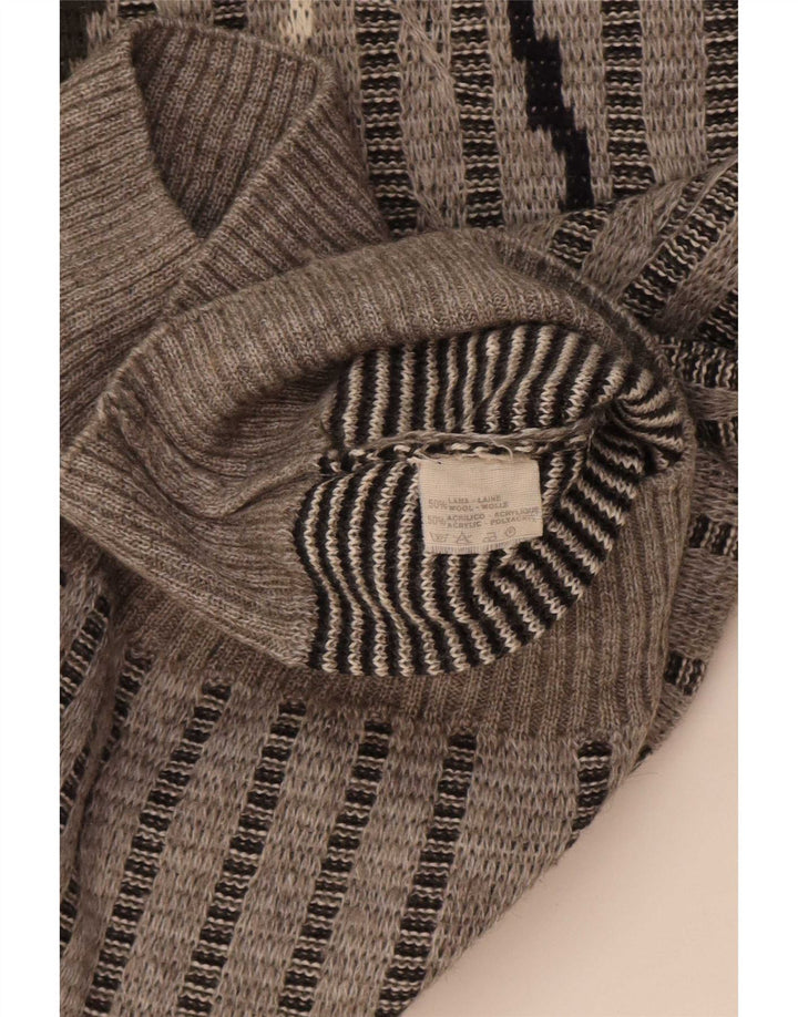 Mapier Pull Col Roulé Homme Laine Rayée Gris Moyen