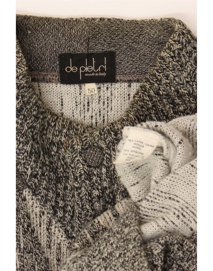 De Pletrl Pull Cardigan Homme IT 50 Laine Chevron Gris Moyen