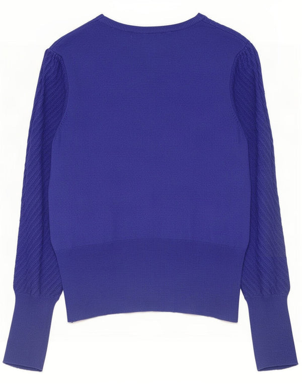 Marks & Spencer Pull court à col bateau pour femme Bleu moyen UK 12