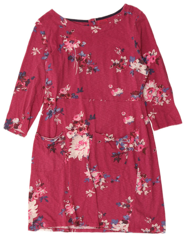 Joules Robe fourreau à manches 3/4 pour femme UK 14 Grand coton floral rose