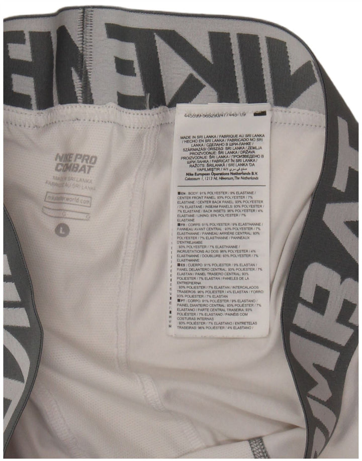 NIKE Boys Capri Leggings 11-12 Years Large White Colourblock Polyester