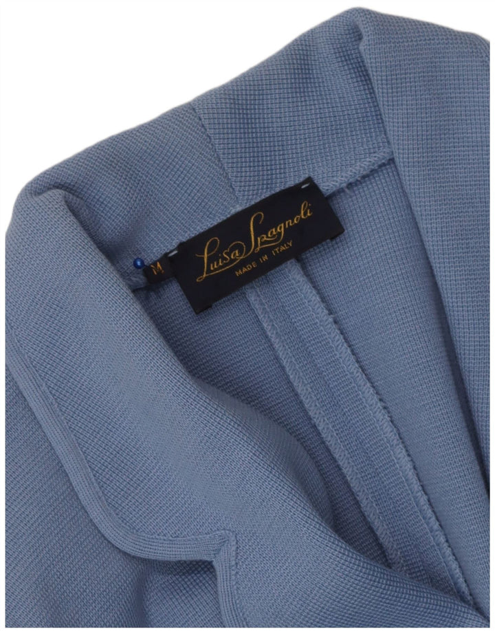Luisa Spagnoli Veste blazer en tricot à 3 boutons pour femme UK 12 Bleu moyen