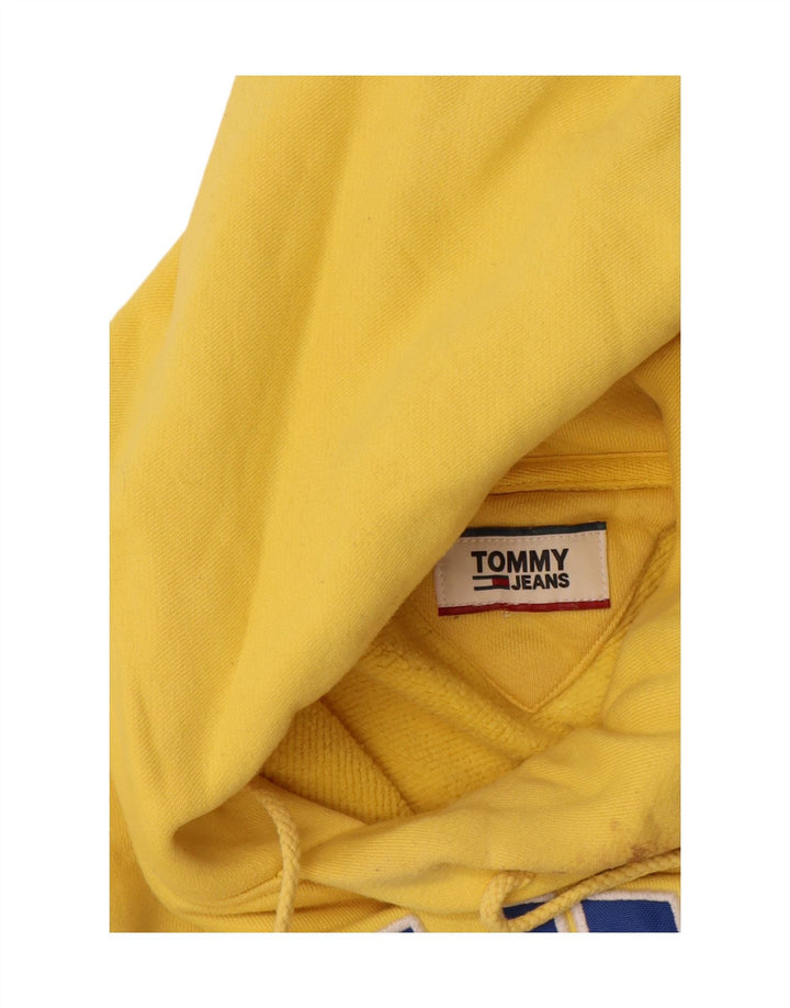 TOMMY HILFIGER Pull à capuche graphique pour homme Large Jaune Coton