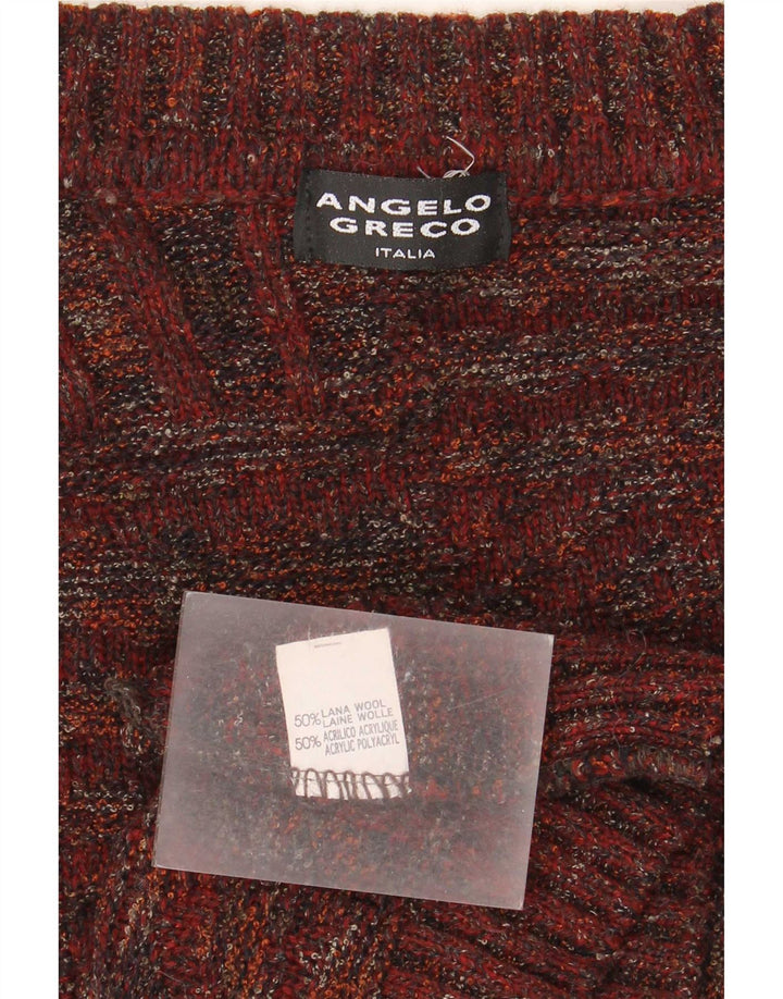 Angelo Greco Cardigan pour homme en laine mouchetée bordeaux