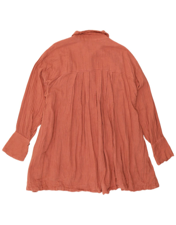 Free People Robe chemise surdimensionnée à manches longues pour femme UK 6 XS Orange Coton