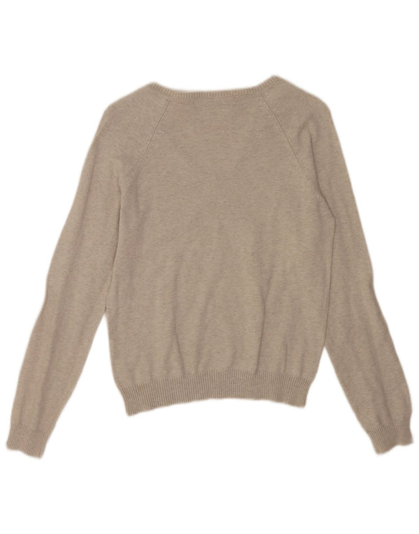 Zara Pull court à col en V pour femme UK 14 Grand coton gris