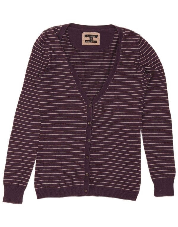 Massimo Dutti Cardigan pour femme en coton rayé violet moyen UK 12