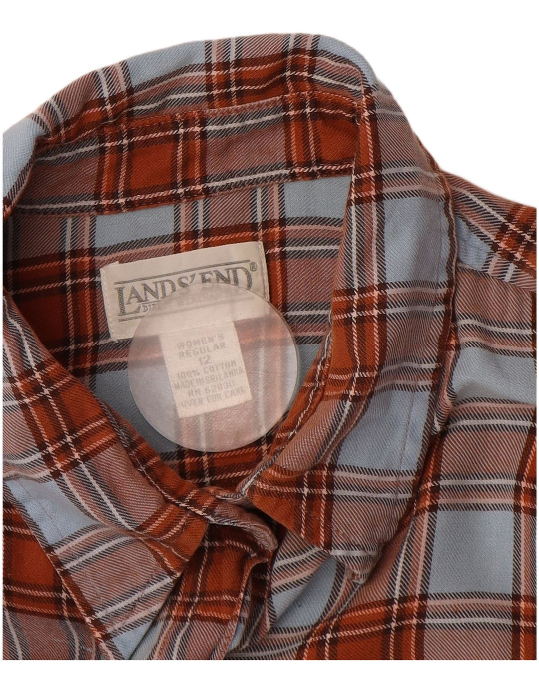 Lands End Chemise en flanelle pour femme US 12 Grand coton à carreaux marron