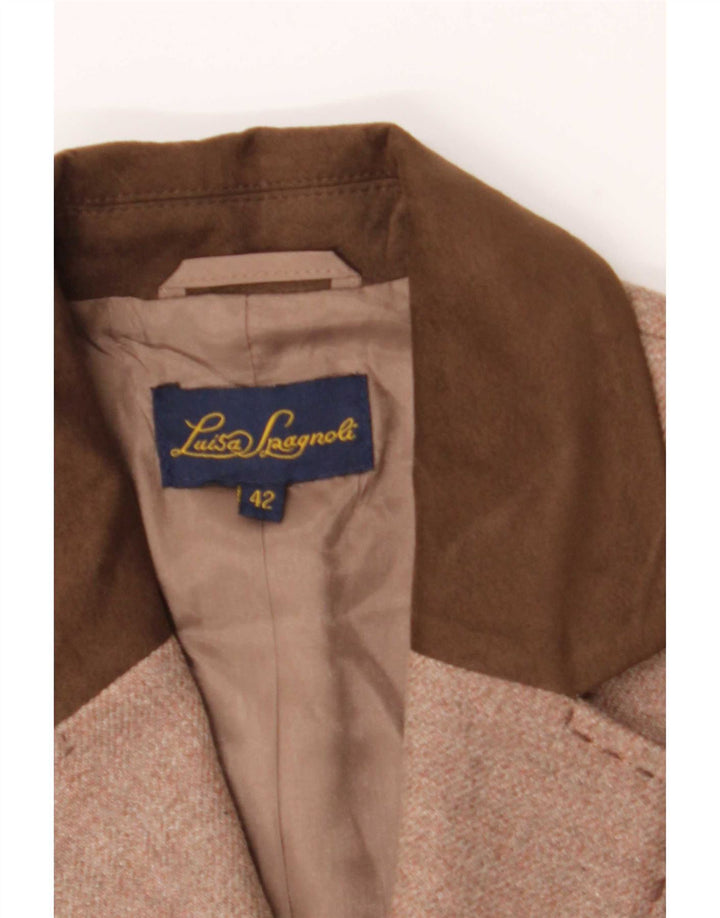 Luisa Spagnoli Veste Blazer 3 Boutons Femme IT 42 Laine Marron Moyen
