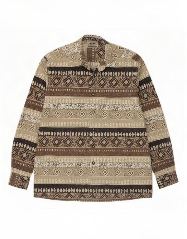 Georgio Piacente Chemise Homme Large Beige Géométrique