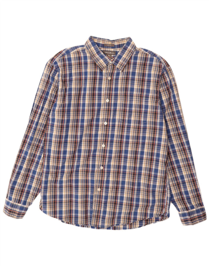Eddie Bauer Chemise classique pour homme en coton à carreaux bleus