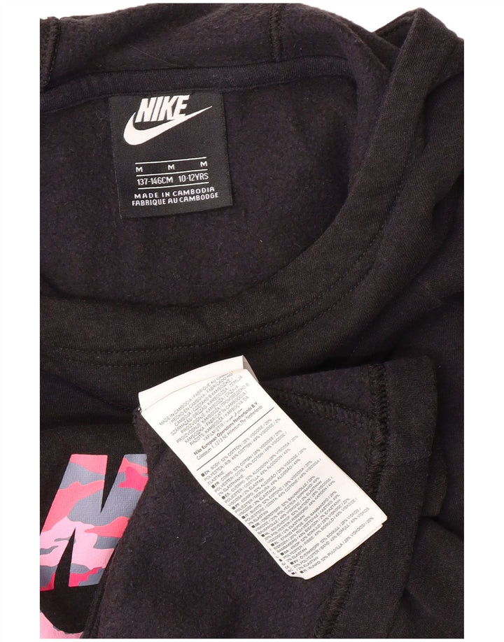 NIKE Pull à capuche graphique fille 10-11 ans Coton noir moyen