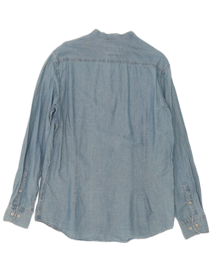 Massimo Dutti Chemise Homme Large Bleu Coton