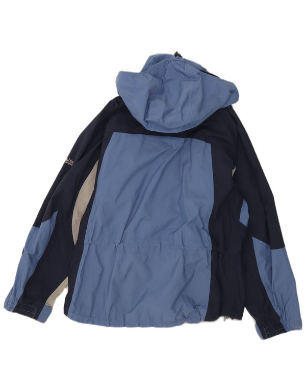 Columbia Veste de pluie à capuche pour femme UK 16 Large Bleu Colorblock Nylon