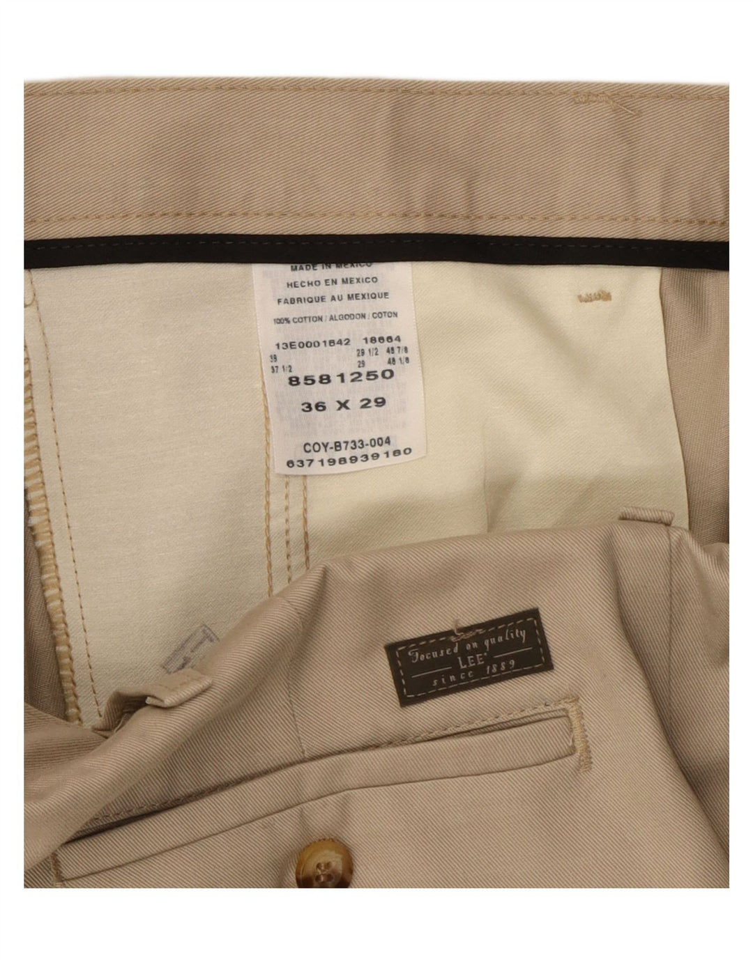 LEE Pantalon Chino Homme W36 L29 Beige Coton