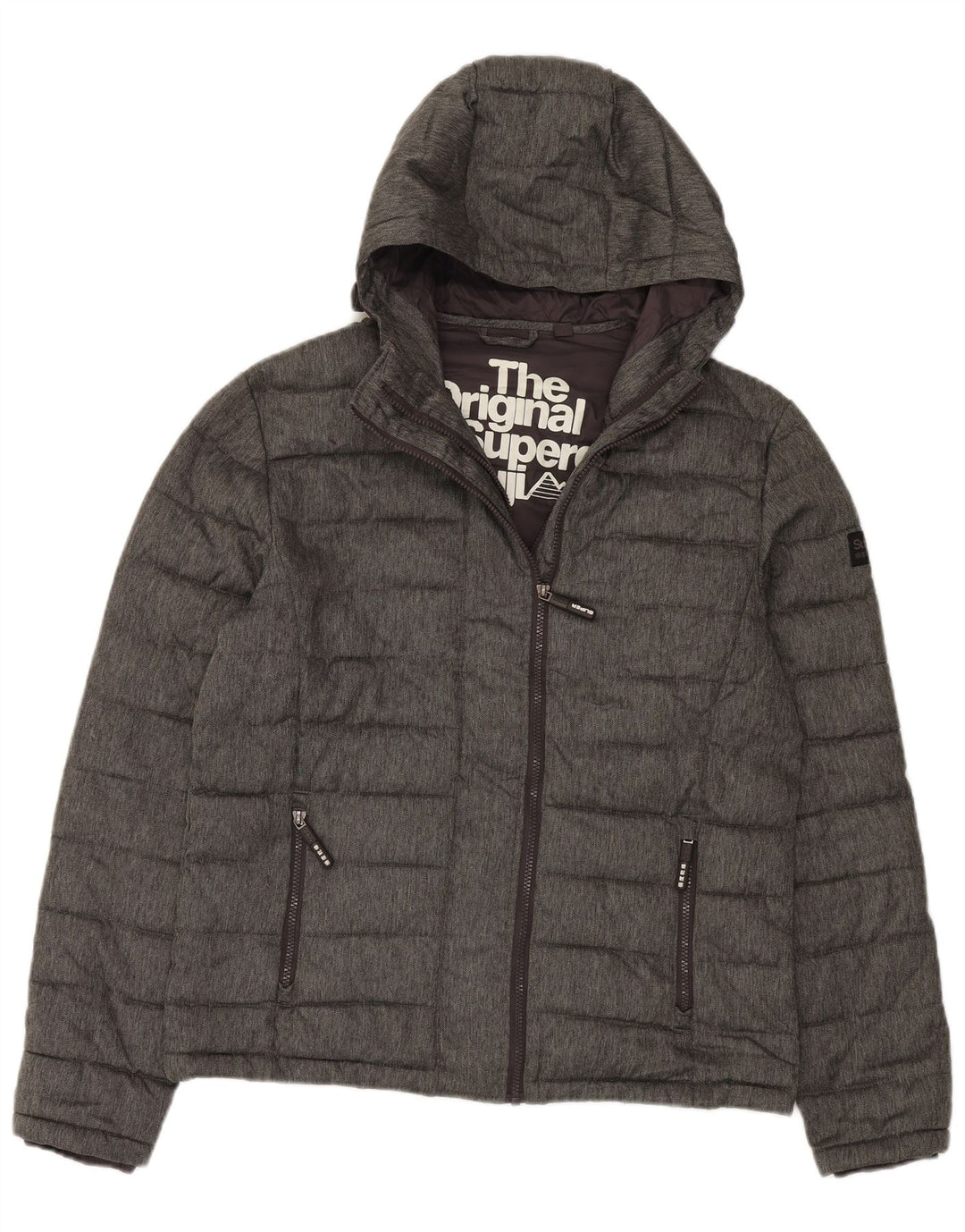 Superdry Veste matelassée à capuche pour hommes UK 42 XL Gris Polyester