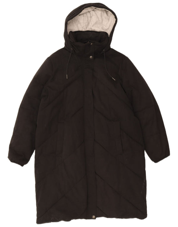 Fat Face Manteau matelassé surdimensionné à capuche pour femme UK 44 Large Noir Polyester