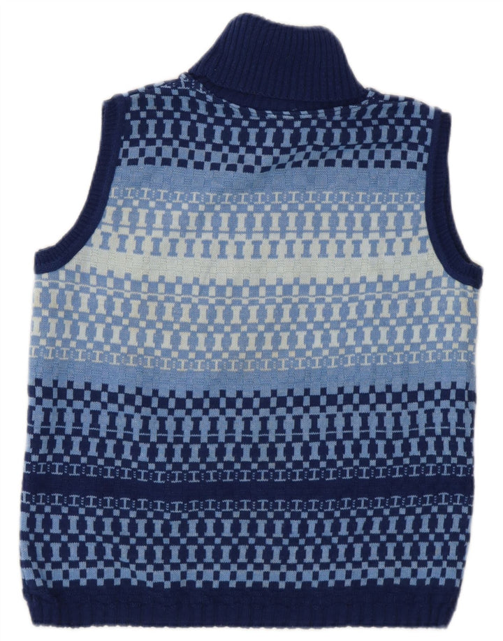 Redok Débardeur court à col roulé pour femme UK 12 Bleu moyen géométrique