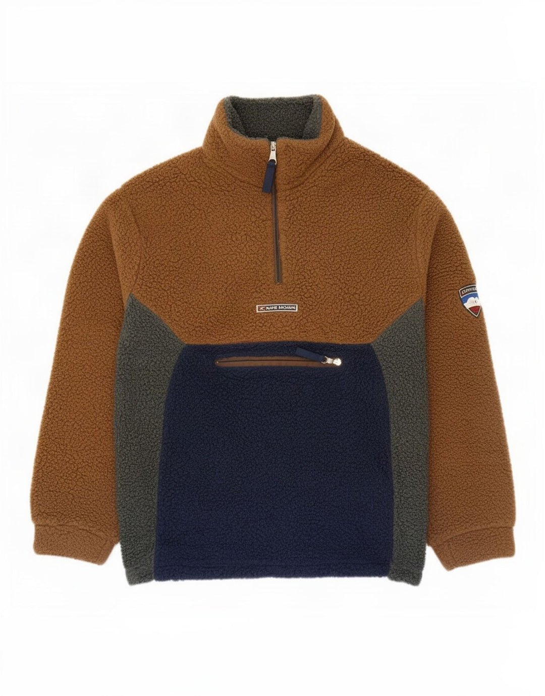 Cape Horn Pull polaire à col zippé pour homme Bleu marine moyen Colourblock