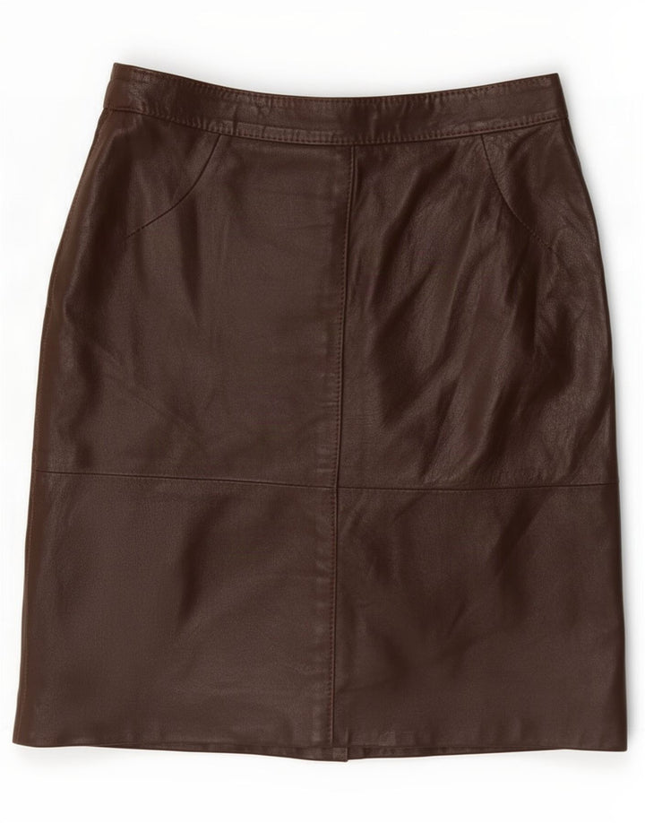 jupe en cuir femme vintage Petite W26 Marron