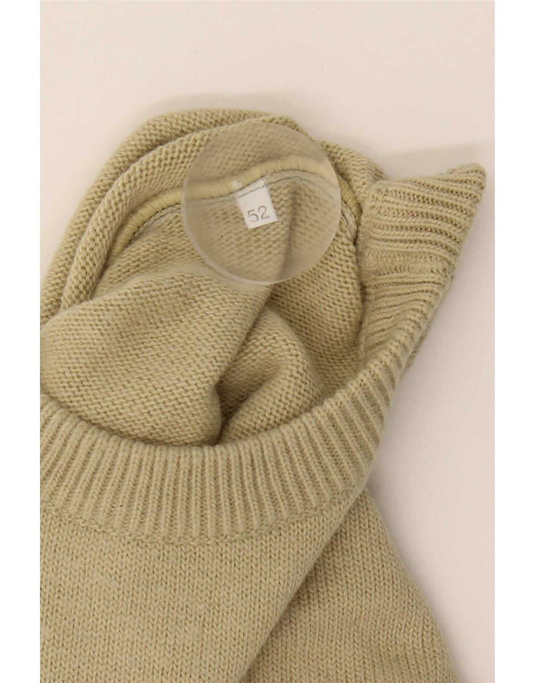 vintage Mens Crew Neck Jumper Pull IT 52 Grande laine beige
