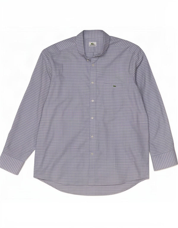 Lacoste Chemise Homme Taille 44 XL Bleu Vichy Coton